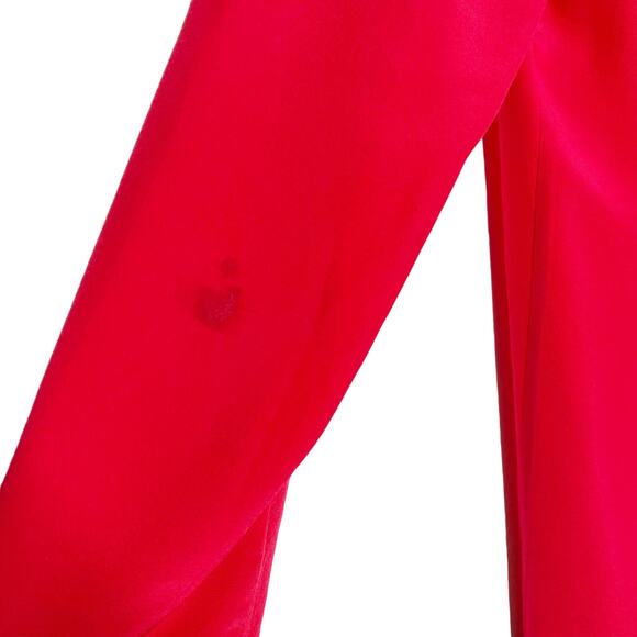 BARNEYS NEW YORK Silk Chiffon Long Sleeve Blouse V-Neck Button-Down Red Size 8 - Picture 9 of 11